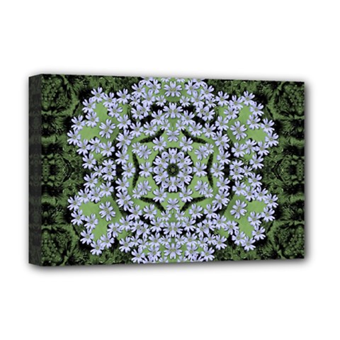 Calm In The Flower Forest Of Tranquility Ornate Mandala Deluxe Canvas 18  X 12  (stretched) by pepitasart