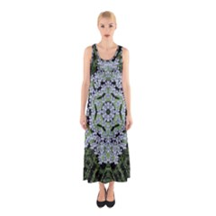 Calm In The Flower Forest Of Tranquility Ornate Mandala Sleeveless Maxi Dress by pepitasart