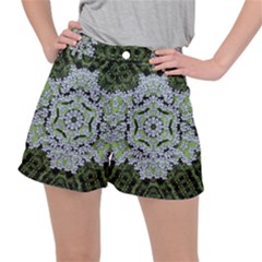 Calm In The Flower Forest Of Tranquility Ornate Mandala Ripstop Shorts by pepitasart