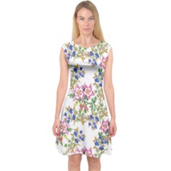 Garden Flowers Pattern Capsleeve Midi Dress by goljakoff