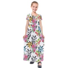 Summer Flowers Kids  Short Sleeve Maxi Dress by goljakoff