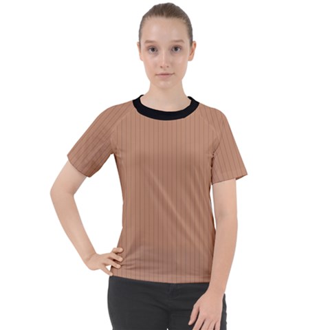 Antique Brass Brown & Black -  Women s Sport Raglan Tee by FashionLane