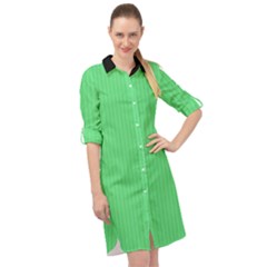 Algae Green & Black -  Long Sleeve Mini Shirt Dress by FashionLane