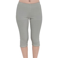 Silver Cloud Grey & Black - Velvet Capri Leggings  by FashionLane