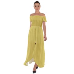 Arylide Yellow & Black - Off Shoulder Open Front Chiffon Dress by FashionLane