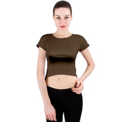 Brunette Brown & White -  Crew Neck Crop Top by FashionLane