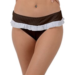 Brunette Brown & White -  Frill Bikini Bottom by FashionLane