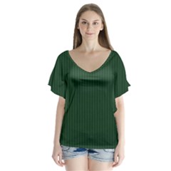 Eden Green & White - V-neck Flutter Sleeve Top by FashionLane