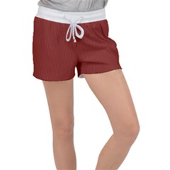 Berry Red & White - Velour Lounge Shorts by FashionLane