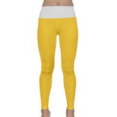 Dandelion Yellow & White - Lightweight Velour Classic Yoga Leggings by FashionLane