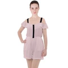 Soft Bubblegum Pink & Black - Ruffle Cut Out Chiffon Playsuit by FashionLane