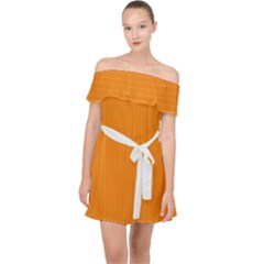 Apricot Orange & White - Off Shoulder Chiffon Dress by FashionLane