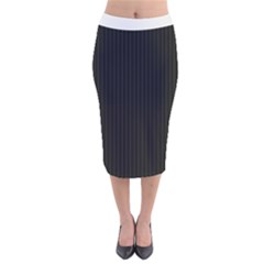 Midnight Black & White - Velvet Midi Pencil Skirt by FashionLane