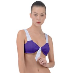 Spanish Violet & White - Front Tie Bikini Top by FashionLane