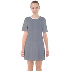 Steel Grey & White - Sixties Short Sleeve Mini Dress by FashionLane