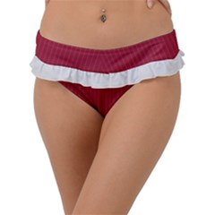 Vivid Burgundy & White - Frill Bikini Bottom by FashionLane