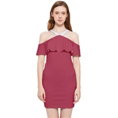 Vivid Burgundy & White - Shoulder Frill Bodycon Summer Dress by FashionLane