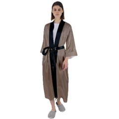 Beaver Brown & Black - Maxi Satin Kimono by FashionLane