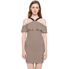 Beaver Brown & Black - Shoulder Frill Bodycon Summer Dress by FashionLane