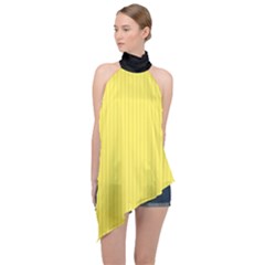 Maize Yellow & Black - Halter Asymmetric Satin Top by FashionLane