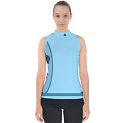 Cat Mirror Lion Mock Neck Shell Top by HermanTelo