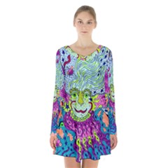 Supersoniccelestialpower2020 Long Sleeve Velvet V-neck Dress by chellerayartisans