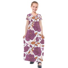 Rose Flowers Kids  Short Sleeve Maxi Dress by goljakoff