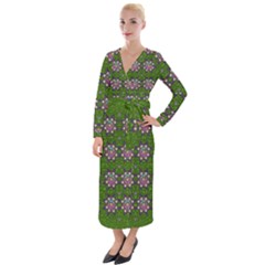 Star Over The Healthy Sacred Nature Ornate And Green Velvet Maxi Wrap Dress by pepitasart