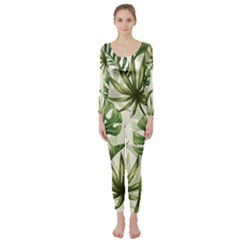 Green Leaves Long Sleeve Catsuit by goljakoff