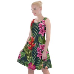 Tropical Flowers Knee Length Skater Dress by goljakoff