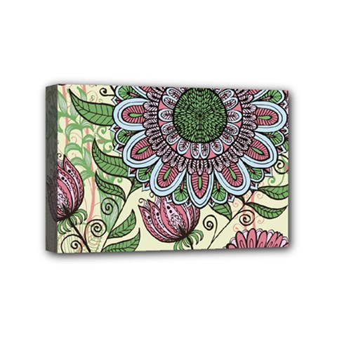 Flower Mandala Mini Canvas 6  X 4  (stretched) by goljakoff