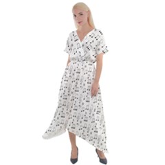 Music Notes Wallpaper Cross Front Sharkbite Hem Maxi Dress by Mariart