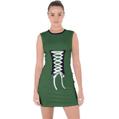 Basil Green - Lace Up Front Bodycon Dress by FashionLane