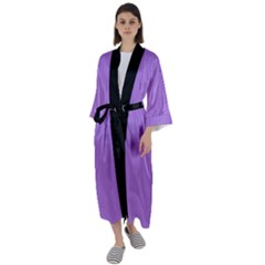 Floral Purple - Maxi Satin Kimono by FashionLane