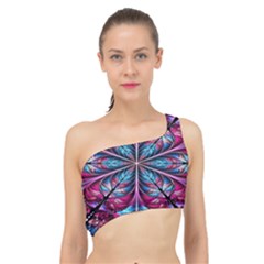 Fractal Flower Spliced Up Bikini Top  by Sparkle