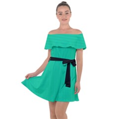 Caribbean Green - Off Shoulder Velour Dress by FashionLane