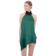 Christmas Green - Halter Asymmetric Satin Top by FashionLane