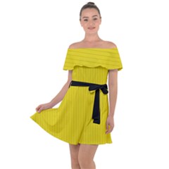 Citrine Yellow - Off Shoulder Velour Dress by FashionLane