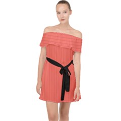 Living Coral - Off Shoulder Chiffon Dress by FashionLane