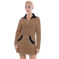 Bone Brown - Women s Long Sleeve Casual Dress by FashionLane