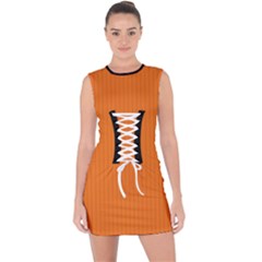 Carrot Orange - Lace Up Front Bodycon Dress by FashionLane