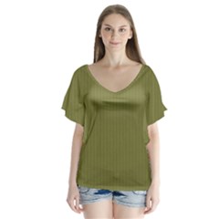 Woodbine Green - V-neck Flutter Sleeve Top by FashionLane