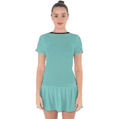 Tiffany Blue - Drop Hem Mini Chiffon Dress by FashionLane