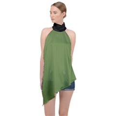 Crocodile Green - Halter Asymmetric Satin Top by FashionLane