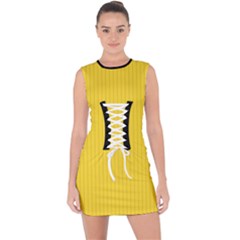 Just Yellow - Lace Up Front Bodycon Dress by FashionLane