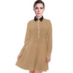 Pale Brown - Long Sleeve Chiffon Shirt Dress by FashionLane