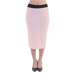 Pale Red - Velvet Midi Pencil Skirt by FashionLane