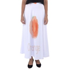 Orange Fruit Watercolor Painted Flared Maxi Skirt by Mariart