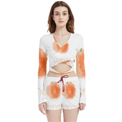 Orange Fruit Watercolor Painted Velvet Wrap Crop Top And Shorts Set by Mariart