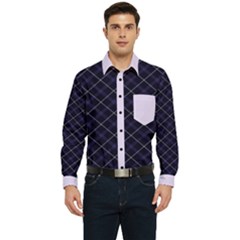 Blue Plaid Royal Tartan Men s Long Sleeve Pocket Shirt  by dressshop